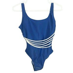 Elements Swimsuit Blue One Piece White Accents Size Small Womens Bathing Suit